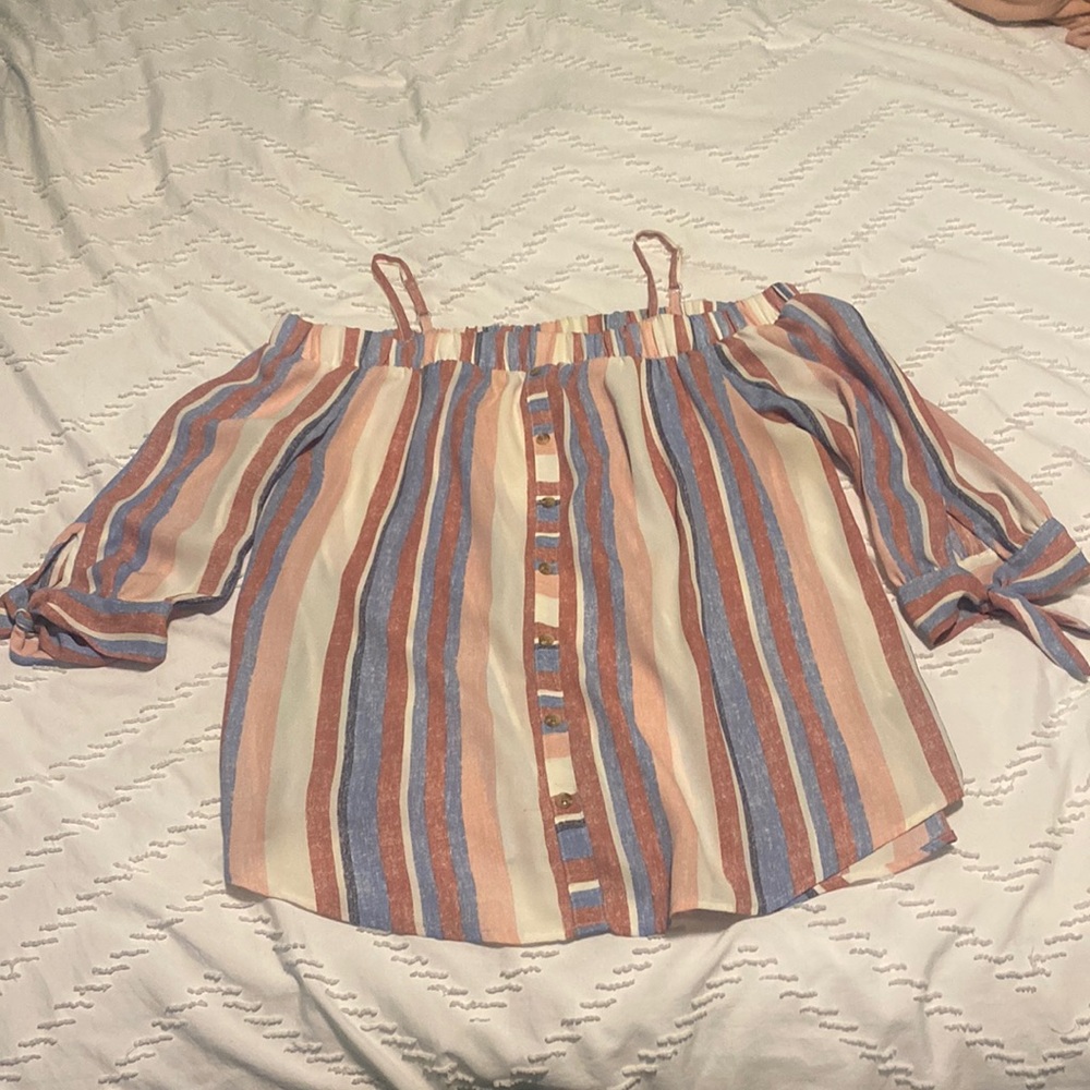 striped off-the-shoulder flowy top
